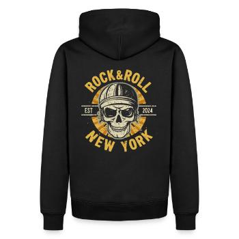 New York Rock & Roll Musik Vintage USA Amerika - Männer Premium Bio Hoodie - Schwarz - Hinten - Nico (187cm)