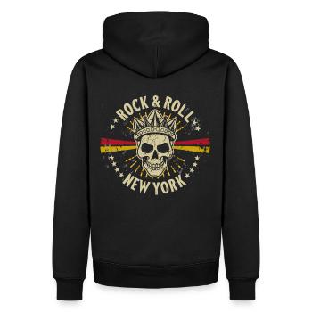 New York Rock & Roll Vintage USA Amerika - Männer Premium Bio Hoodie - Schwarz - Hinten - Nico (187cm)
