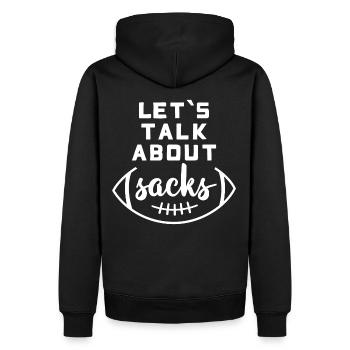 Parlons de Sacks Dicton de football drôle - Sweat à capuche Premium bio Homme - noir - Dos - Nico (187cm)