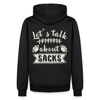 Parlons de Sacks Dicton de football drôle - Sweat à capuche Premium bio Homme - noir - Dos - Nico (187cm)
