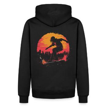 Skateboarder Skateboard Skate Skater Sonne - Männer Premium Bio Hoodie - Schwarz - Hinten - Nico (187cm)
