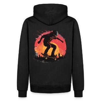 Skateboarder Skateboard Skate Skater Sonne - Männer Premium Bio Hoodie - Schwarz - Hinten - Nico (187cm)