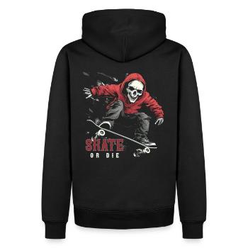 Skelett Totenkopf Skater Skateboarder Skateboard - Männer Premium Bio Hoodie - Schwarz - Hinten - Nico (187cm)