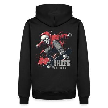 Skelett Totenkopf Skater Skateboarder Skateboard - Männer Premium Bio Hoodie - Schwarz - Hinten - Nico (187cm)