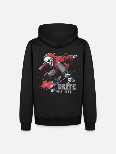 Skeleton Skull Skater Skateboarder Skateboard - Men’s Premium Organic Hoodie - black