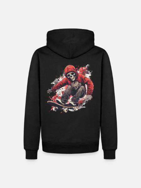 Skeleton Skull Skater Skateboarder Skateboard - Men’s Premium Organic Hoodie - black