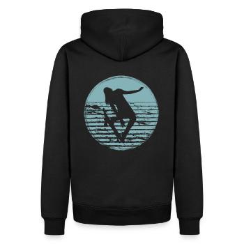 Retro Skaterin Skater Skateboarder Skateboard - Sweat à capuche Premium bio Homme - noir - Dos - Nico (187cm)