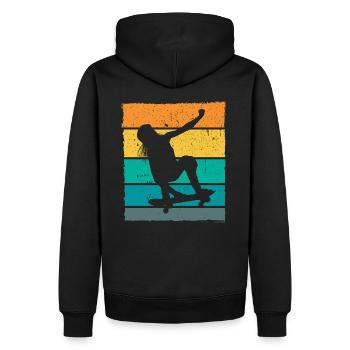 Retro Skaterin Skater Skateboarder Skateboard - Sweat à capuche Premium bio Homme - noir - Dos - Nico (187cm)