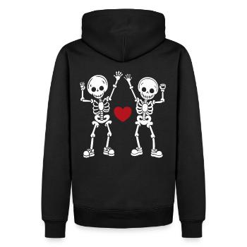 Squelettes dansants, crânes, Halloween - Sweat à capuche Premium bio Homme - noir - Dos - Nico (187cm)