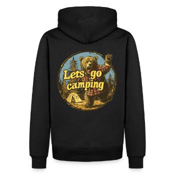 Lets Go Camping Bär - Männer Premium Bio Hoodie - Schwarz - Hinten - Nico (187cm)