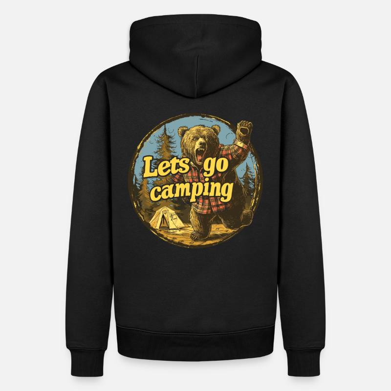 Allons camper l’ours - Sweat à capuche Premium bio Homme - noir