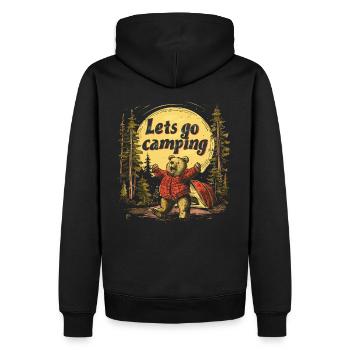 Lets Go Camping Bär - Männer Premium Bio Hoodie - Schwarz - Hinten - Nico (187cm)