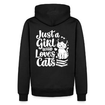Just A Girl Who Loves Cats Cat Lover - Men’s Premium Organic Hoodie - black - Back - Nico (187cm)