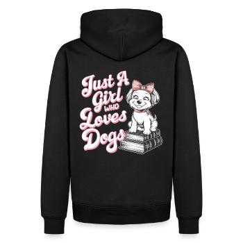 Just A Girl Who Loves Dogs Hunde Liebhaber - Männer Premium Bio Hoodie - Schwarz - Hinten - Nico (187cm)