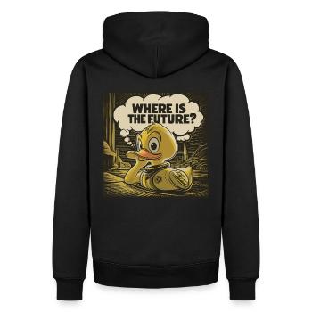 Canard en plastique jaune réfléchi - Sweat à capuche Premium bio Homme - noir - Dos - Nico (187cm)