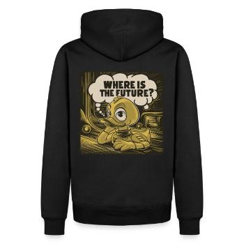 Nachdenkliche Gelbe Plastikente Ente - Männer Premium Bio Hoodie - Schwarz - Hinten - Nico (187cm)