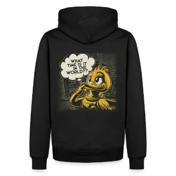 Déclaration réfléchie de canard de canard en plastique jaune - Sweat à capuche Premium bio Homme - noir - Dos - Nico (187cm)
