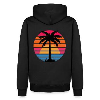 Palmiers Vintage Rétro Soleil Vacances - Sweat à capuche Premium bio Homme - noir - Dos - Nico (187cm)