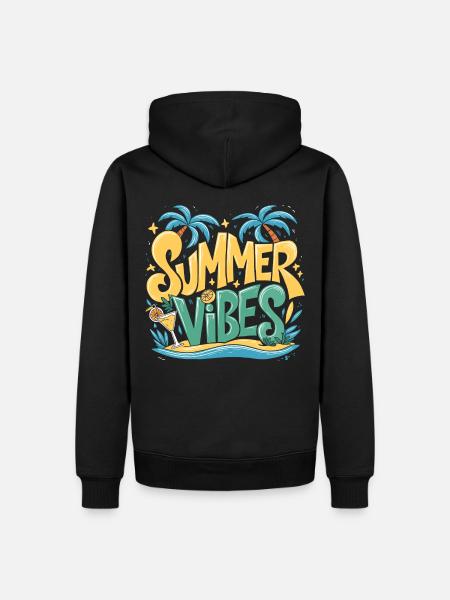 Ambiance d’été, Soleil, Vacances, Palmiers, Palmiers - Sweat à capuche Premium bio Homme - noir