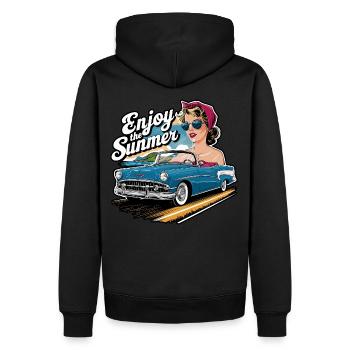 Femme cabriolet Profitez de l’été des années 1950 1960 - Sweat à capuche Premium bio Homme - noir - Dos - Nico (187cm)
