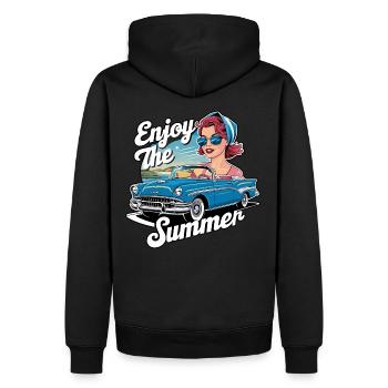 Femme cabriolet Profitez de l’été des années 1950 1960 - Sweat à capuche Premium bio Homme - noir - Dos - Nico (187cm)