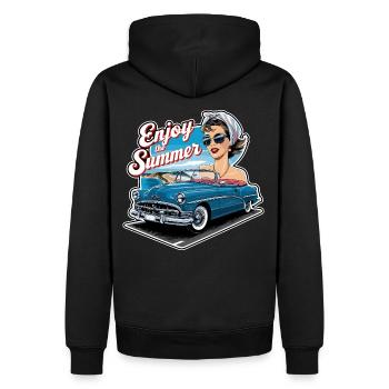 Cabrio Frau Enjoy the Summer 1950er 1960er - Männer Premium Bio Hoodie - Schwarz - Hinten - Nico (187cm)