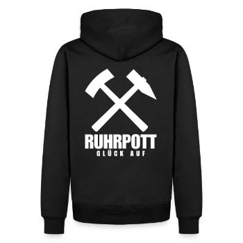 Ruhrpott Glück Auf Pott Bergbau Kohle - Men’s Premium Organic Hoodie - black - Back - Nico (187cm)