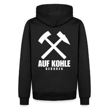 Ruhrpott Born on coal Pott Bergbau - Men’s Premium Organic Hoodie - black - Back - Nico (187cm)