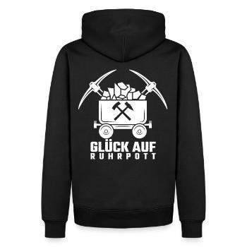 Ruhrpott Luck on Lore Mining Miners - Men’s Premium Organic Hoodie - black - Back - Nico (187cm)