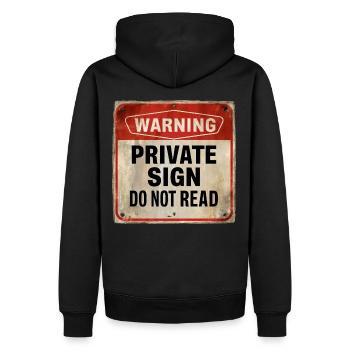 Avertissement Panneau privé Ne pas lire Panneau d’avertissement - Sweat à capuche Premium bio Homme - noir - Dos - Nico (187cm)