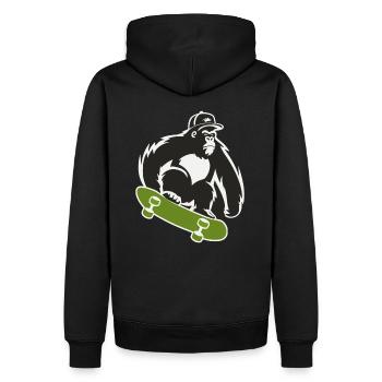Skateboard Skateboarder Skater Gorilla Affe Tier - Männer Premium Bio Hoodie - Schwarz - Hinten - Nico (187cm)