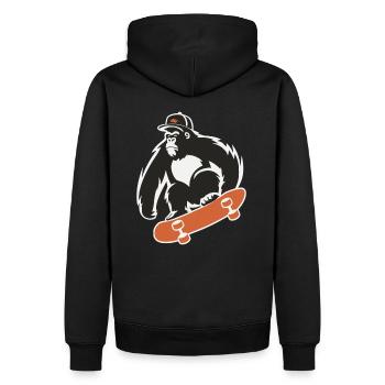 Skateboard Skateboarder Skater Gorilla Affe Tier - Männer Premium Bio Hoodie - Schwarz - Hinten - Nico (187cm)