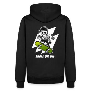 Skelett Skateboarder Totenkopf Skater - Männer Premium Bio Hoodie - Schwarz - Hinten - Nico (187cm)