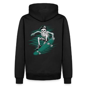 Skelett Skateboarder Totenkopf Skater - Männer Premium Bio Hoodie - Schwarz - Hinten - Nico (187cm)