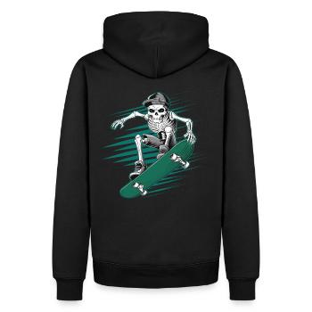 Skelett Totenkopf Skater Skateboarder Skateboard - Männer Premium Bio Hoodie - Schwarz - Hinten - Nico (187cm)