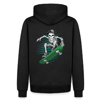 Skelett Totenkopf Skateboarder Skater - Männer Premium Bio Hoodie - Schwarz - Hinten - Nico (187cm)