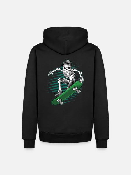 Skeleton Skull Skateboarder Skater - Men’s Premium Organic Hoodie - black