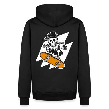 Skelett Totenkopf Skater Skateboarder Skateboard - Männer Premium Bio Hoodie - Schwarz - Hinten - Nico (187cm)