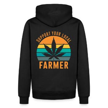 Support Your Local Farmer Retro Marihuana Cannabis - Männer Premium Bio Hoodie - Schwarz - Hinten - Nico (187cm)