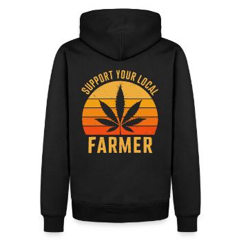 Support Your Local Farmer Retro Marihuana Cannabis - Männer Premium Bio Hoodie - Schwarz - Hinten - Nico (187cm)