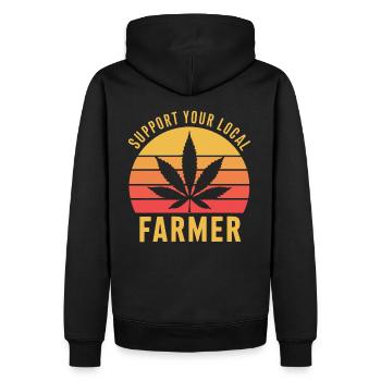 Support Your Local Farmer Retro Marihuana Cannabis - Männer Premium Bio Hoodie - Schwarz - Hinten - Nico (187cm)