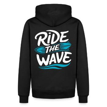 Ride the wave Surfen Surfbrett Sommer Urlaub - Männer Premium Bio Hoodie - Schwarz - Hinten - Nico (187cm)