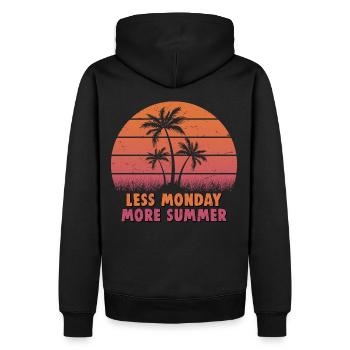 Retro sunset with palm trees and saying - Men’s Premium Organic Hoodie - black - Back - Nico (187cm)
