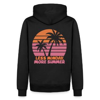 Coucher de soleil rétro avec palmiers et dicton - Sweat à capuche Premium bio Homme - noir - Dos - Nico (187cm)