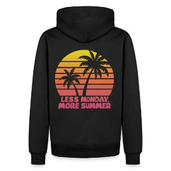 Retro Sonnenuntergang mit Palmen und Spruch - Männer Premium Bio Hoodie - Schwarz - Hinten - Nico (187cm)