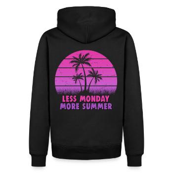 Coucher de soleil rétro avec palmiers et dicton - Sweat à capuche Premium bio Homme - noir - Dos - Nico (187cm)