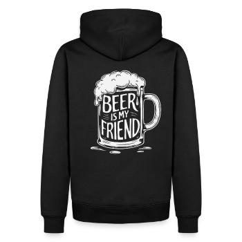 Bier Bierkrug Spruch Beer is my Friend - Männer Premium Bio Hoodie - Schwarz - Hinten - Nico (187cm)