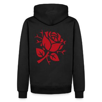 Abstrakte Rose mit Dornen Minimalistische Rosen - Männer Premium Bio Hoodie - Schwarz - Hinten - Nico (187cm)