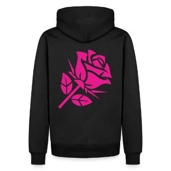 Abstrakte Rose Minimalistische Rosen Blumen - Männer Premium Bio Hoodie - Schwarz - Hinten - Nico (187cm)