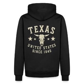 Texas United States Since 1845 USA Amerika - Männer Premium Bio Hoodie - Schwarz - Hinten - Nico (187cm)